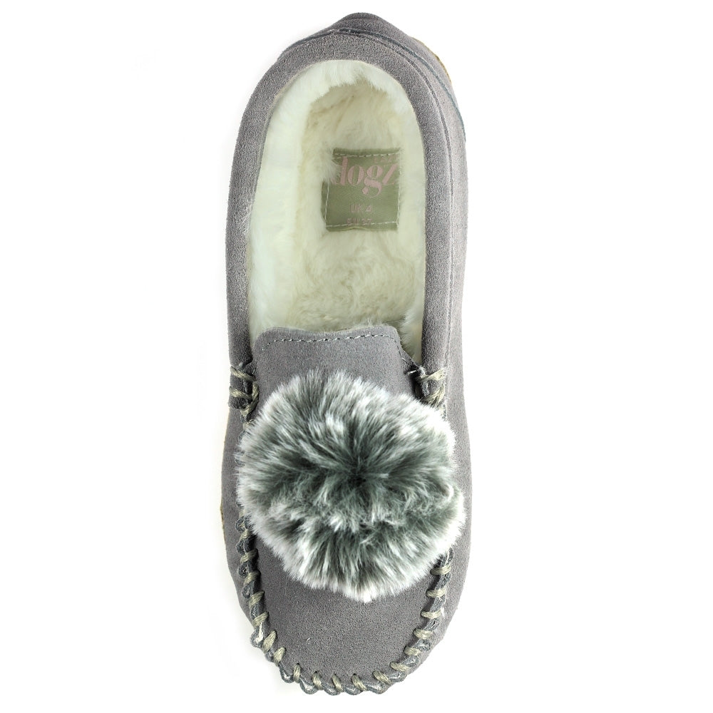 Lazy Dogz Bessie Grey Suede Slipper
