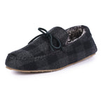 Mens Lumber Check Felt Moccasin Slipper
