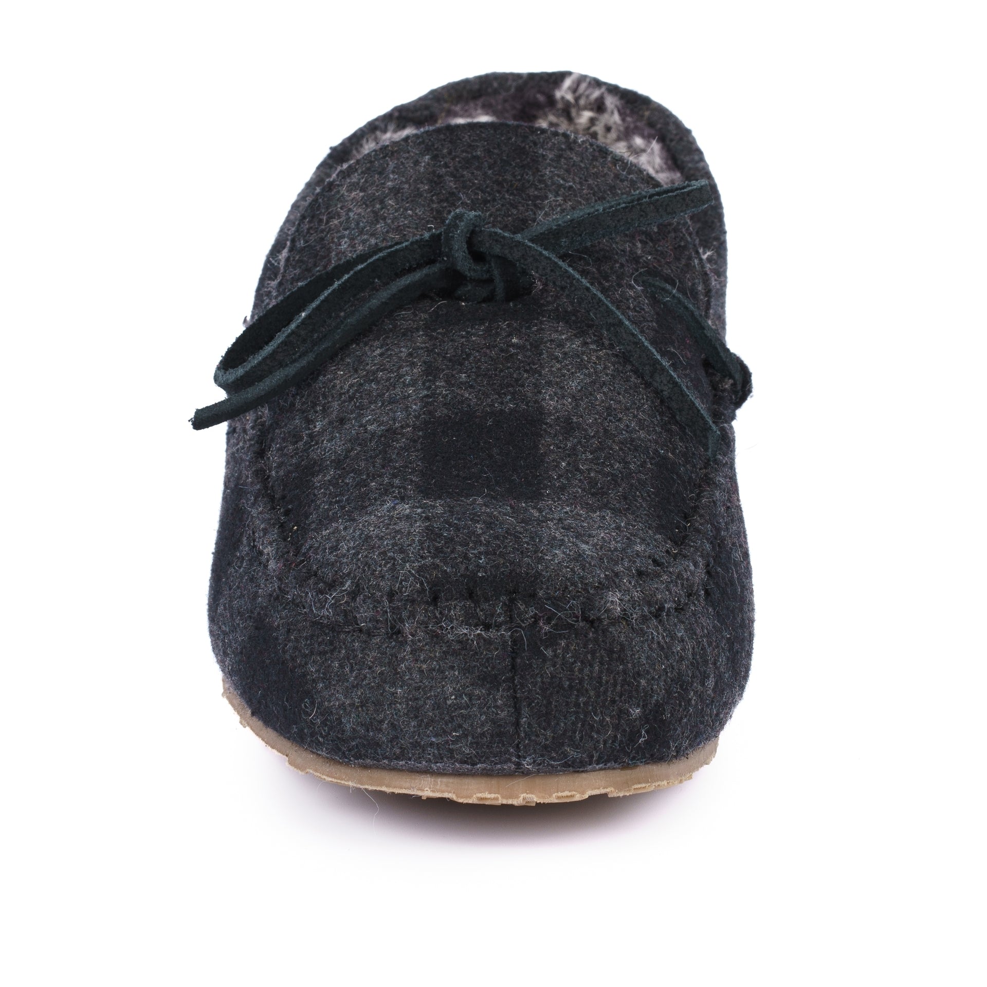 Mens Lumber Check Felt Moccasin Slipper