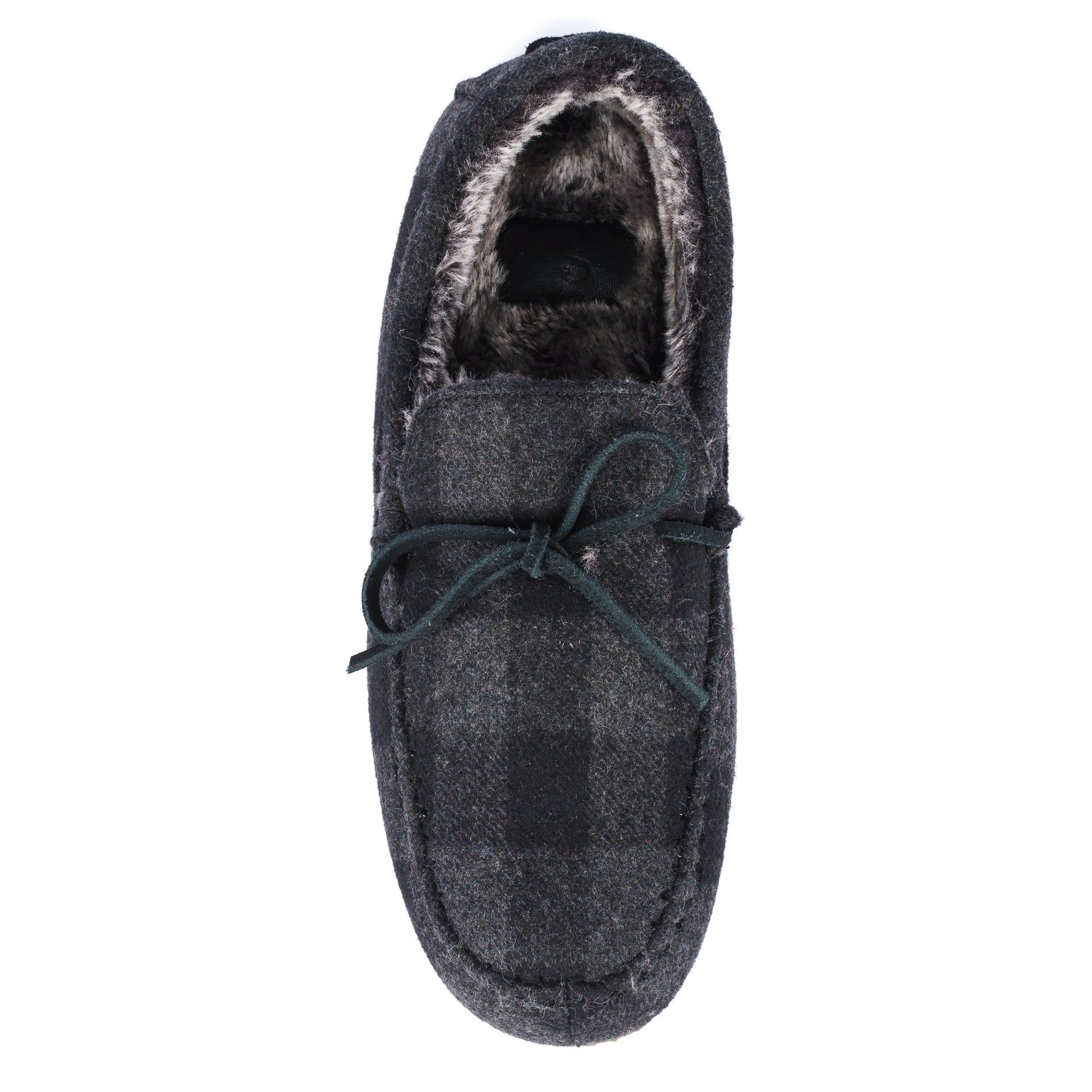 Mens Lumber Check Felt Moccasin Slipper