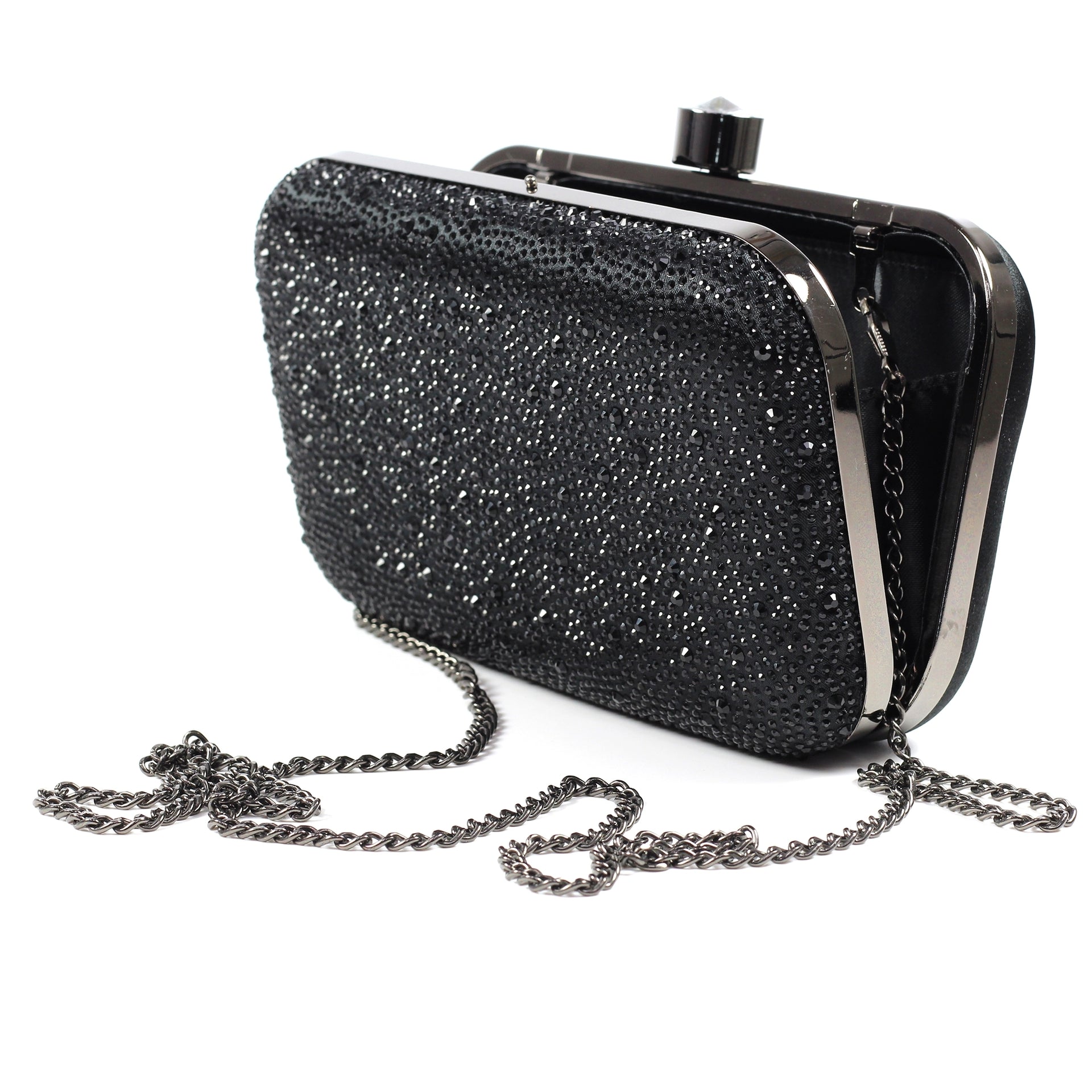 Regal Black Gemstone Clutch