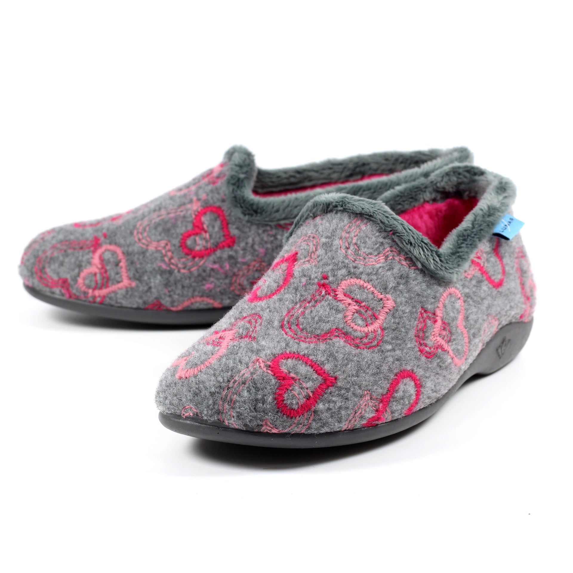 Jolly Grey Heart Full Slipper
