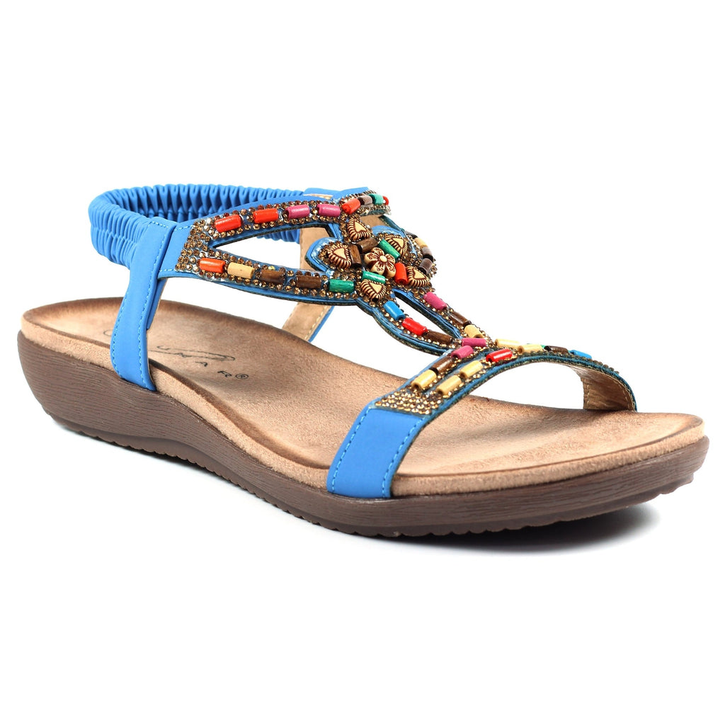 Mariella Blue Beaded Sandal