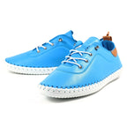 St. Ives Santorini Blue Leather Plimsoll