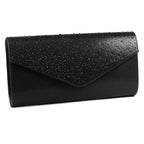 Nara Black Satin Clutch Bag