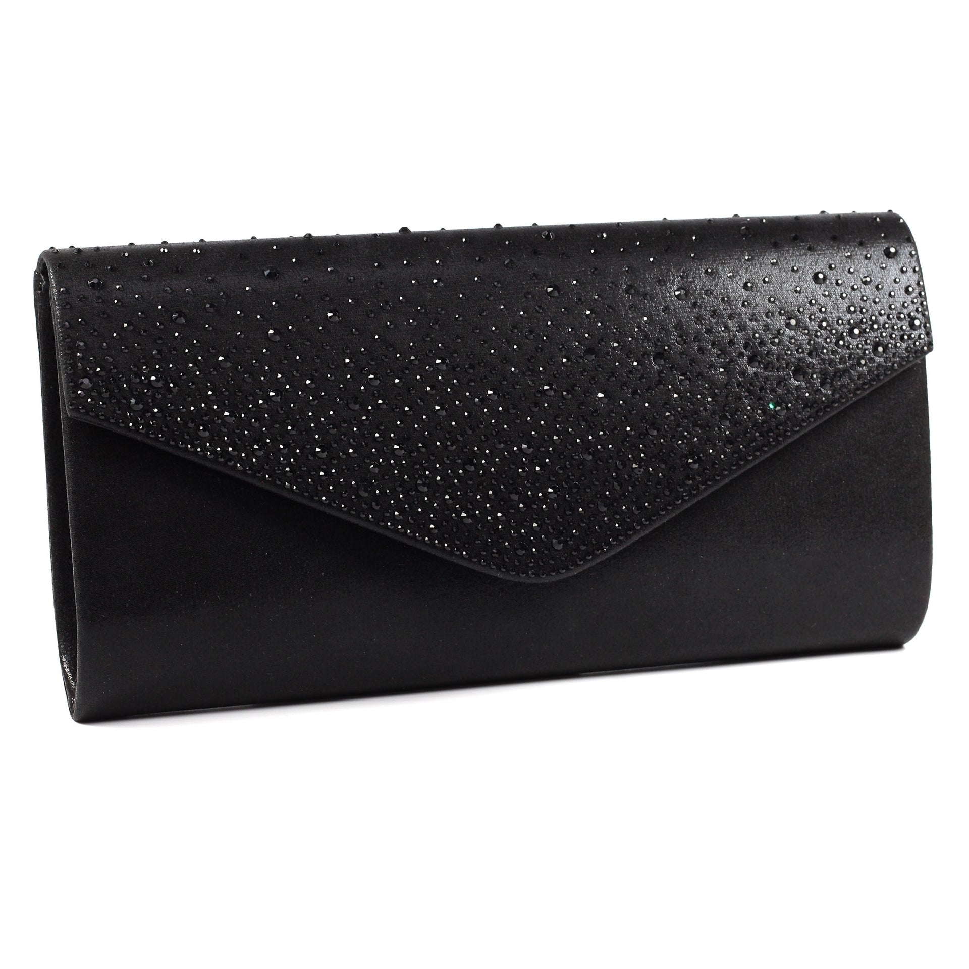 Nara Black Satin Clutch Bag