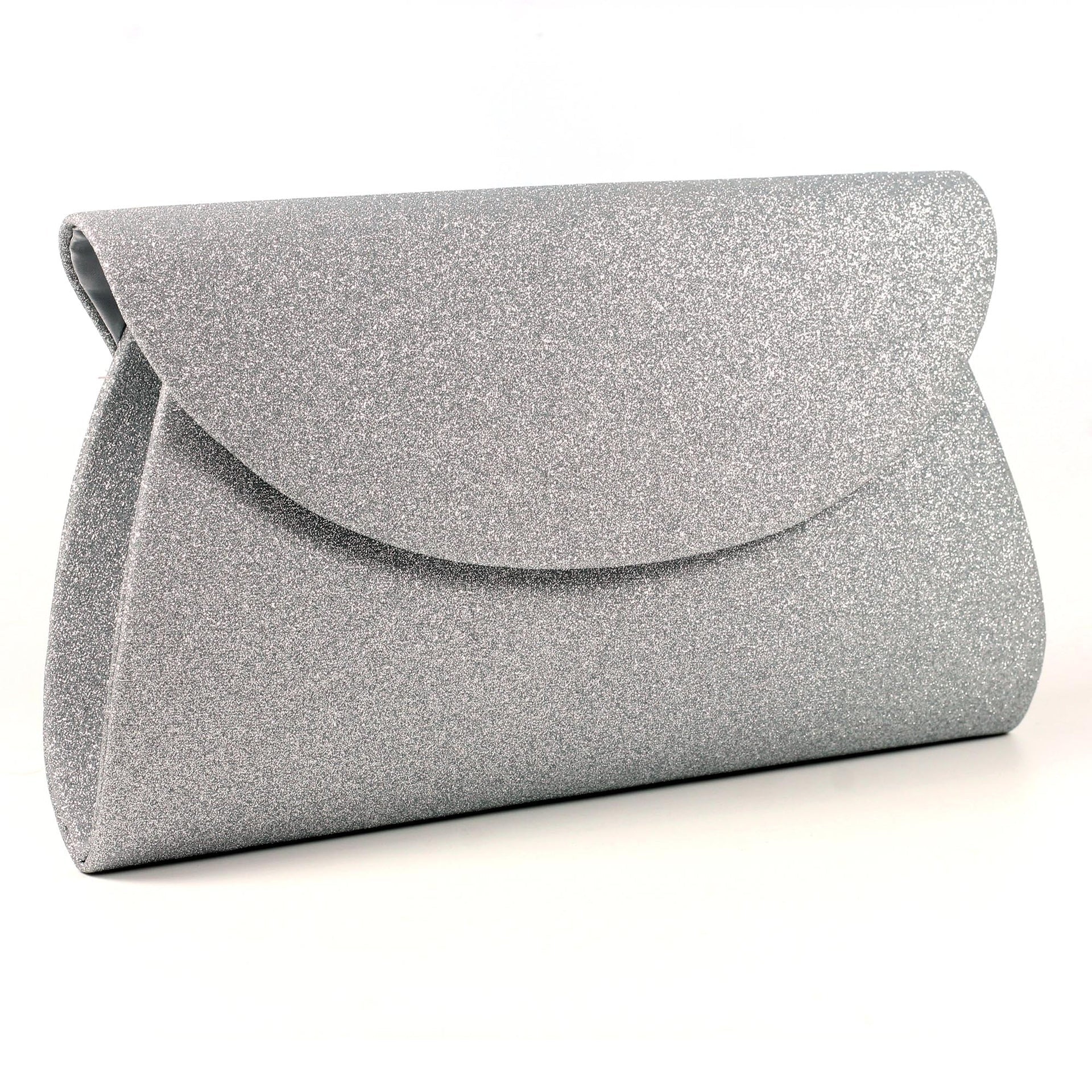 Sariyah Silver Glitter Clutch Bag