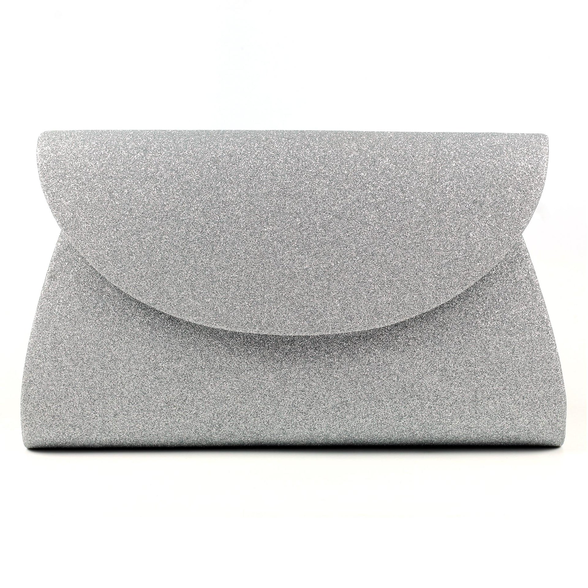 Sariyah Silver Glitter Clutch Bag
