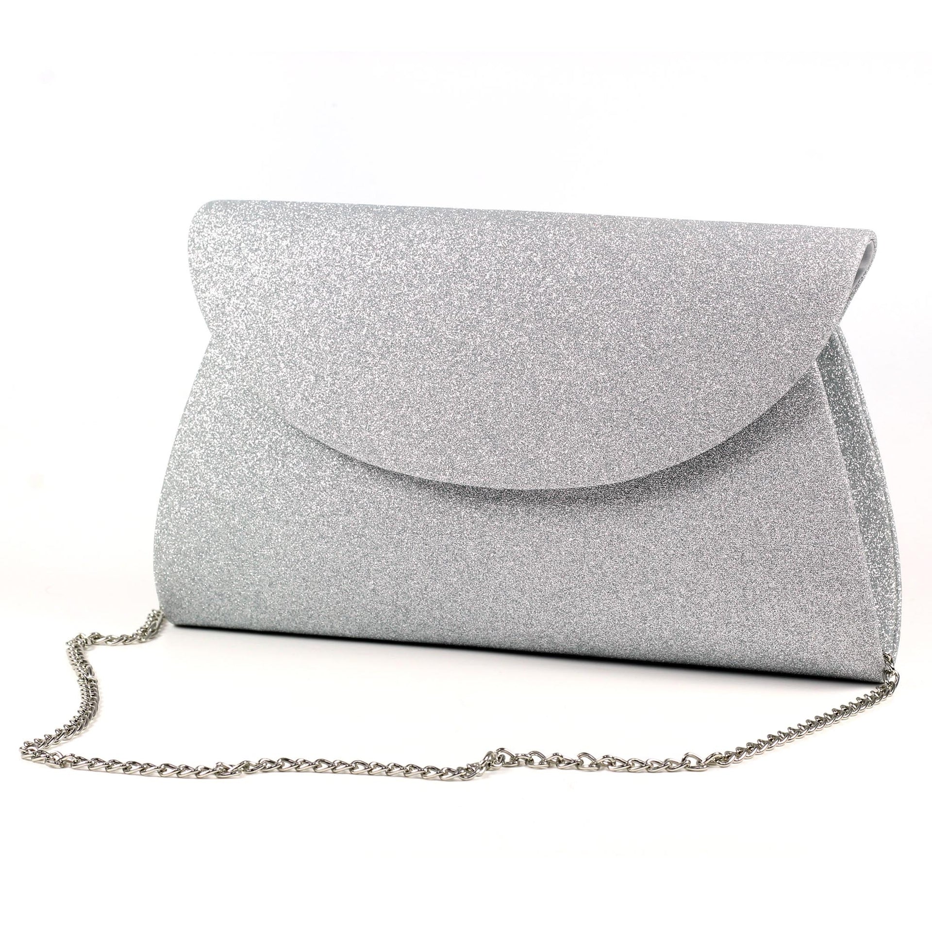 Sariyah Silver Glitter Clutch Bag