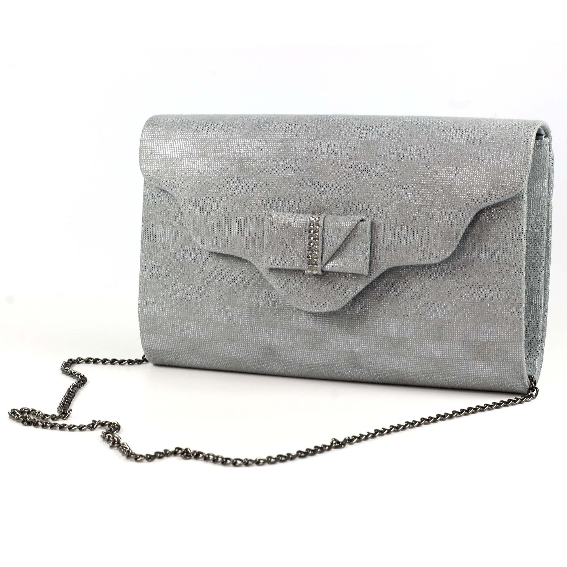 Mira Pewter Clutch Bag