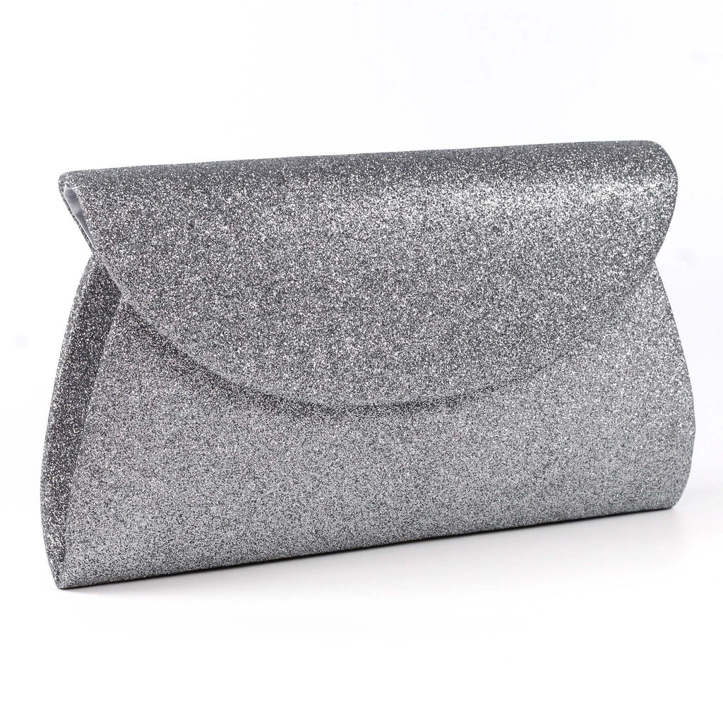 Sariyah Pewter Glitter Clutch Bag