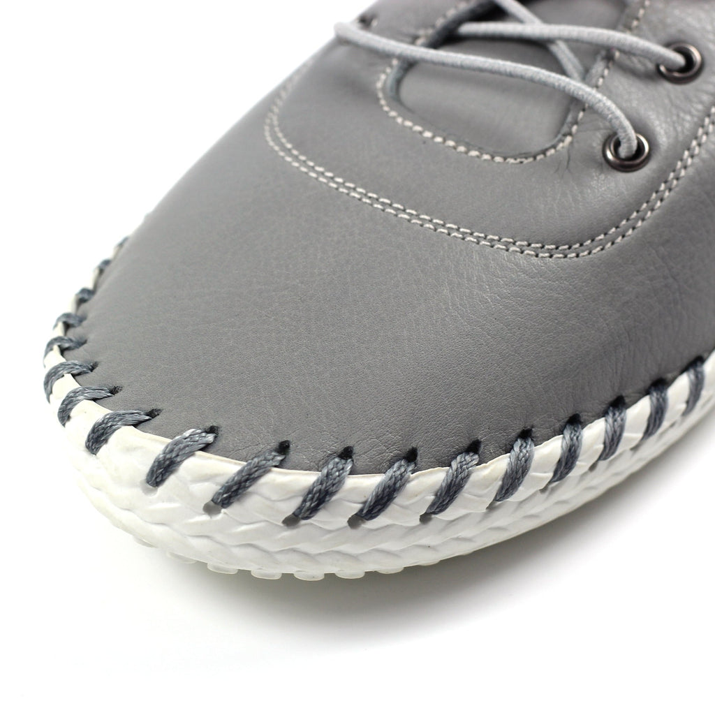 St. Ives Grey Leather Plimsoll