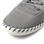 St. Ives Grey Leather Plimsoll