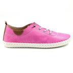 St. Ives Fuchsia Leather Plimsoll