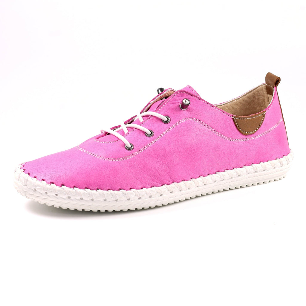 St. Ives Fuchsia Leather Plimsoll