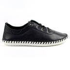 St. Ives Black Leather Plimsoll