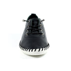 St. Ives Black Leather Plimsoll