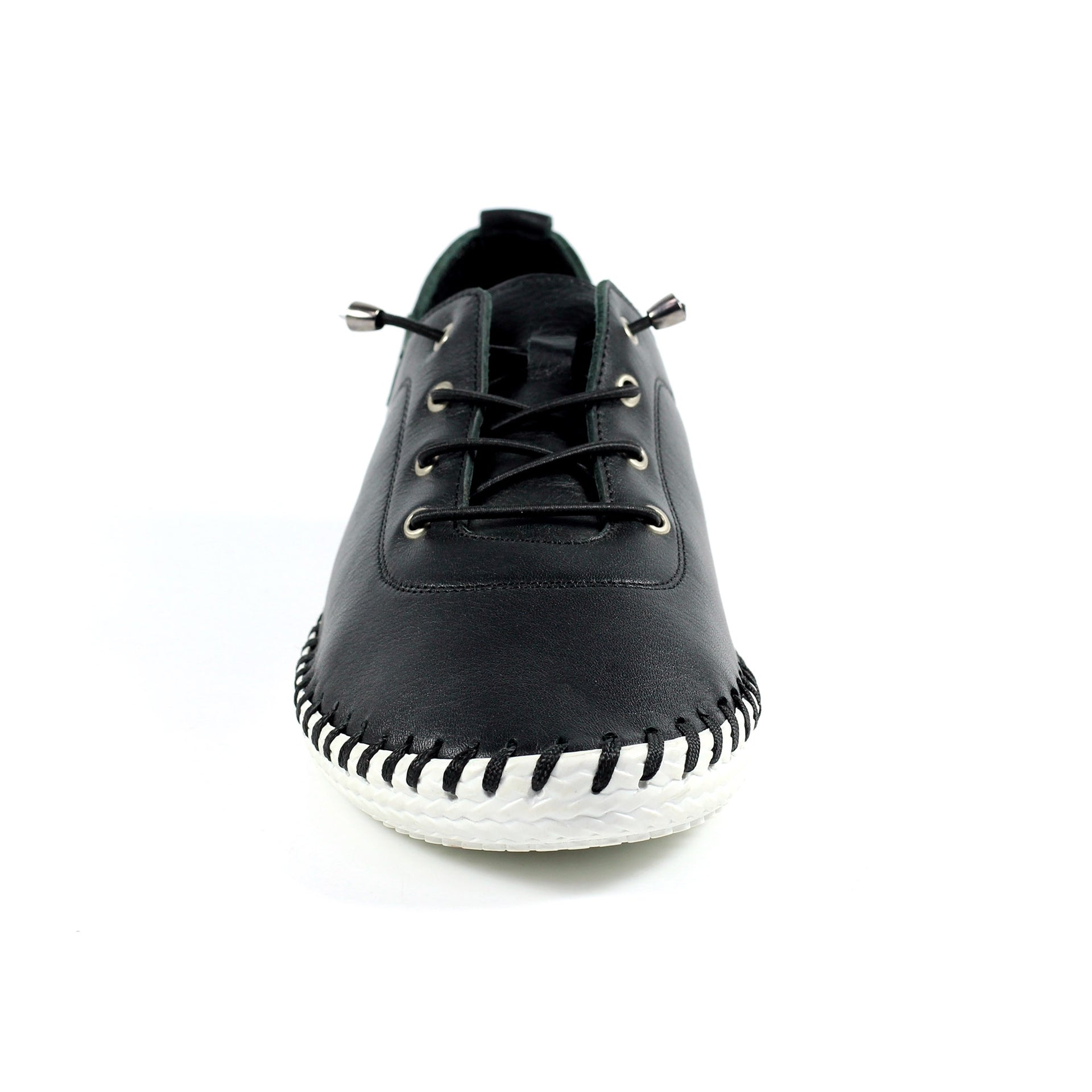 St. Ives Black Leather Plimsoll