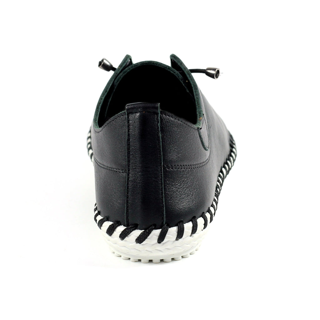 St. Ives Black Leather Plimsoll