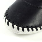 St. Ives Black Leather Plimsoll