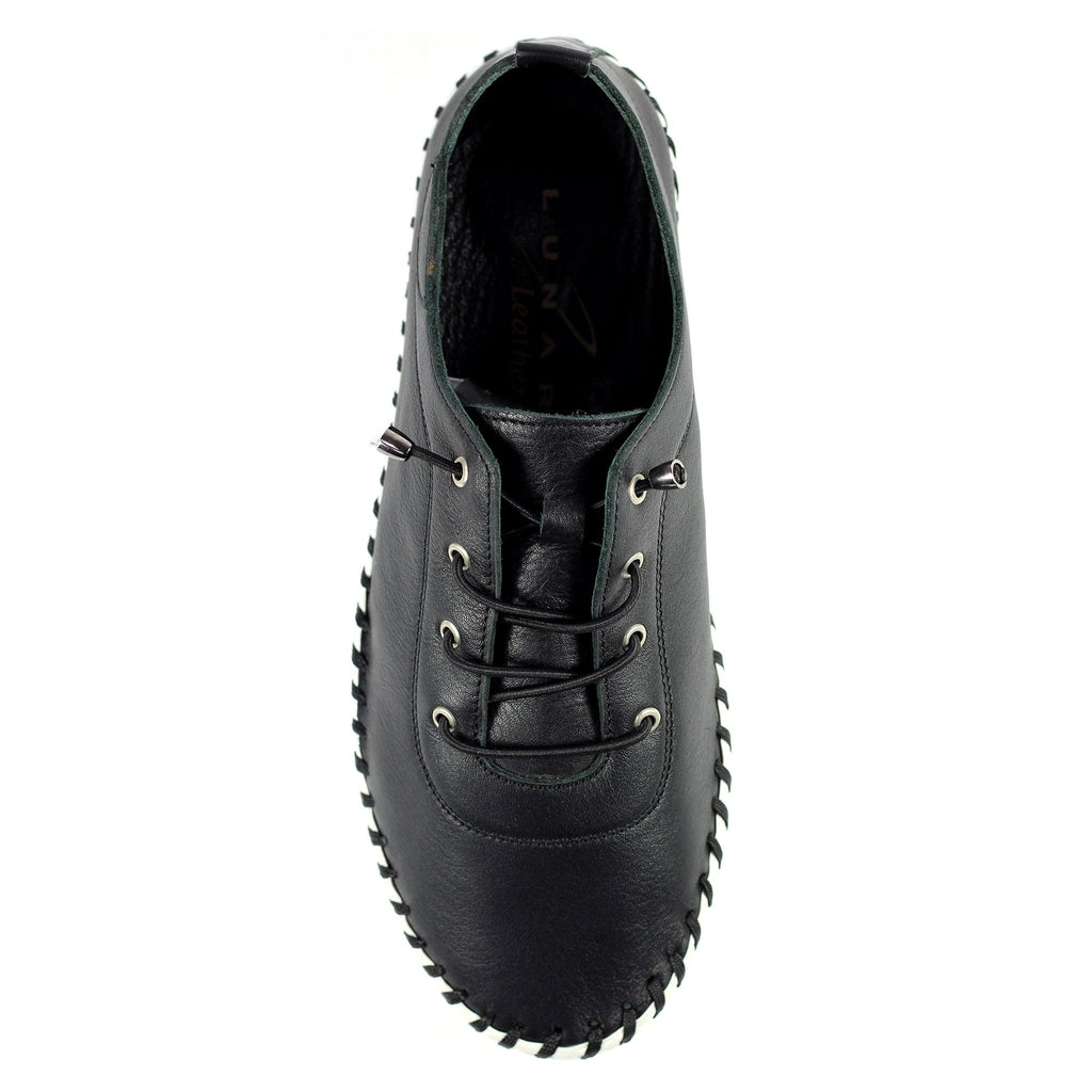St. Ives Black Leather Plimsoll