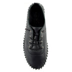 St. Ives Black Leather Plimsoll
