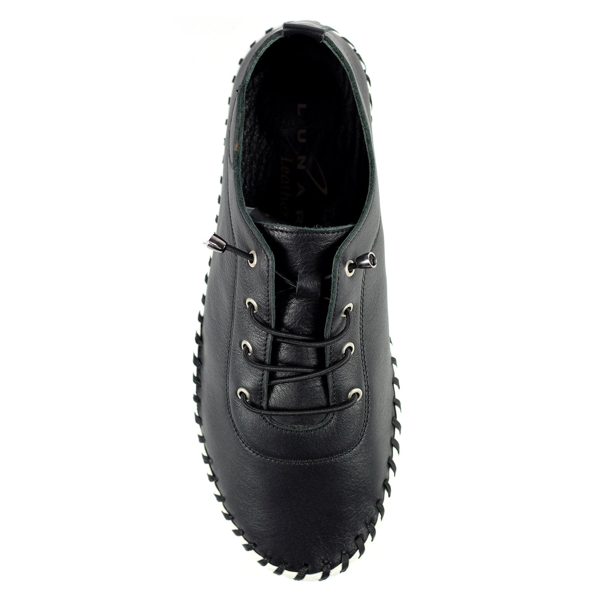 St. Ives Black Leather Plimsoll