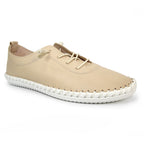 St. Ives Beige Leather Plimsoll