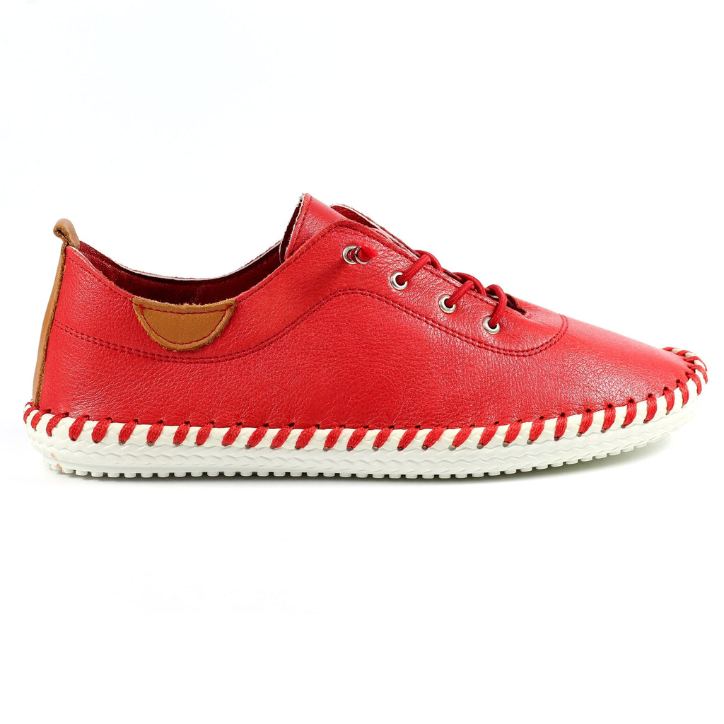 St. Ives Red Leather Plimsoll