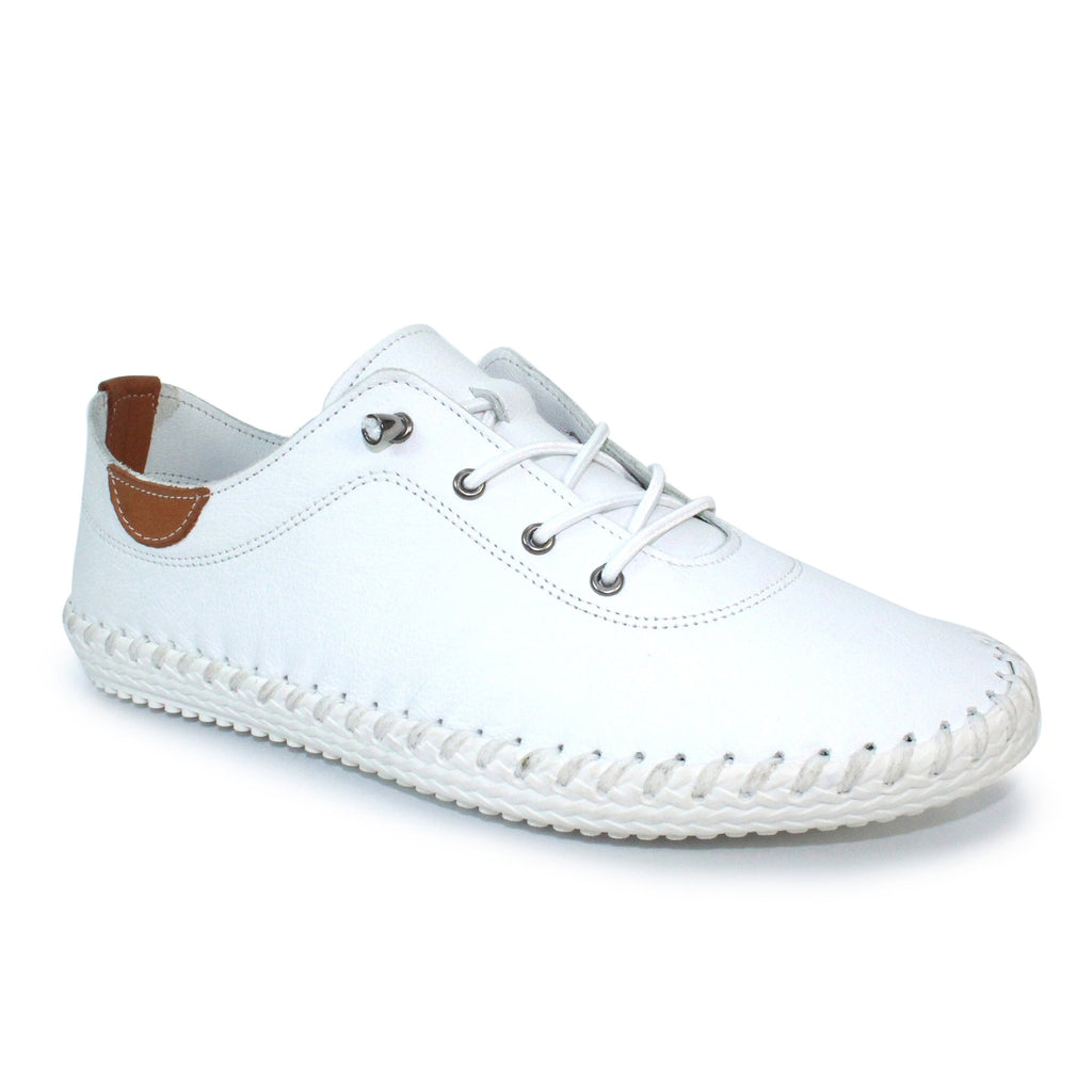 St. Ives White Leather Plimsoll