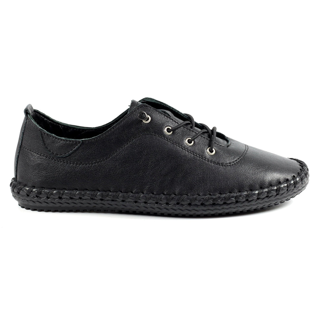 St. Ives Black Sole Leather Plimsoll