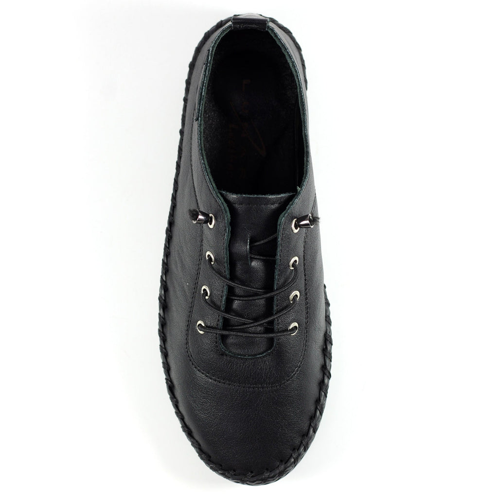 St. Ives Black Sole Leather Plimsoll
