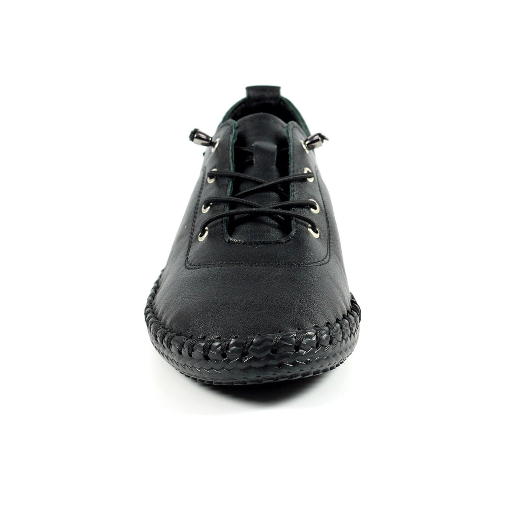 St. Ives Black Sole Leather Plimsoll