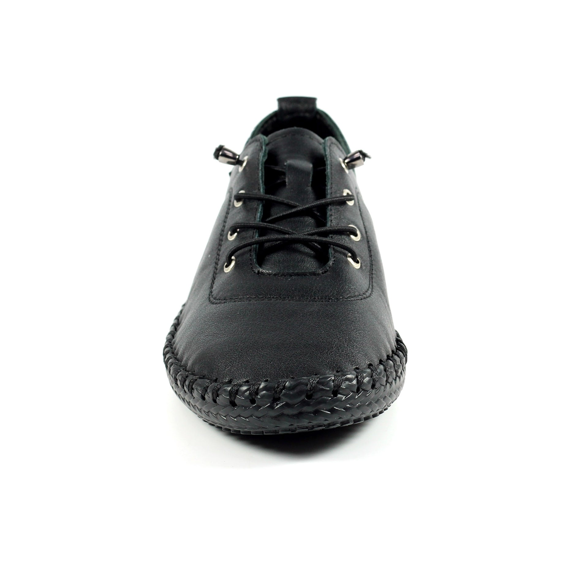 St. Ives Black Sole Leather Plimsoll