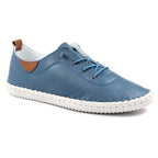St. Ives Mid Blue Leather Plimsoll