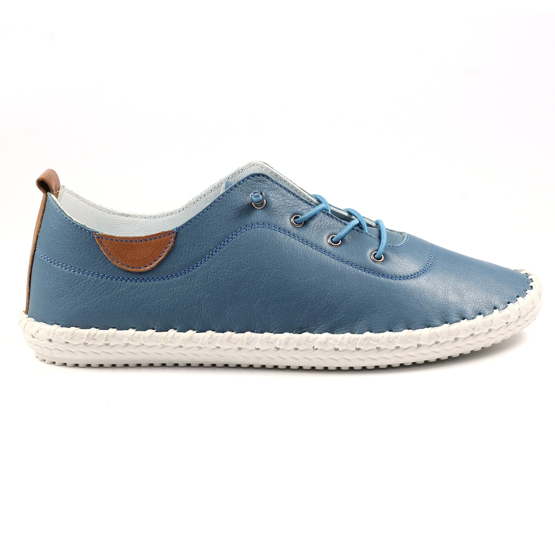St. Ives Mid Blue Leather Plimsoll
