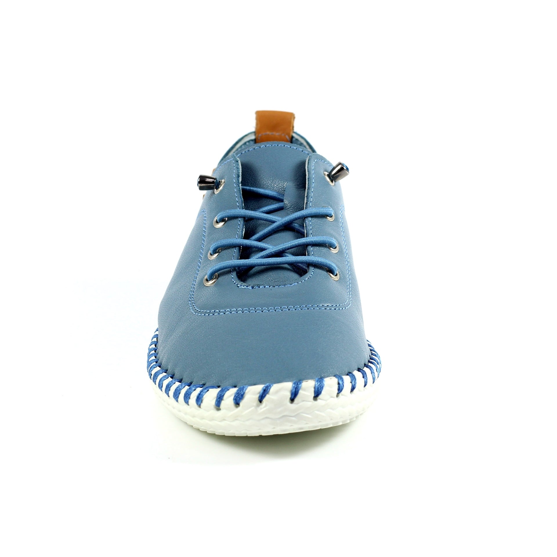 St. Ives Mid Blue Leather Plimsoll
