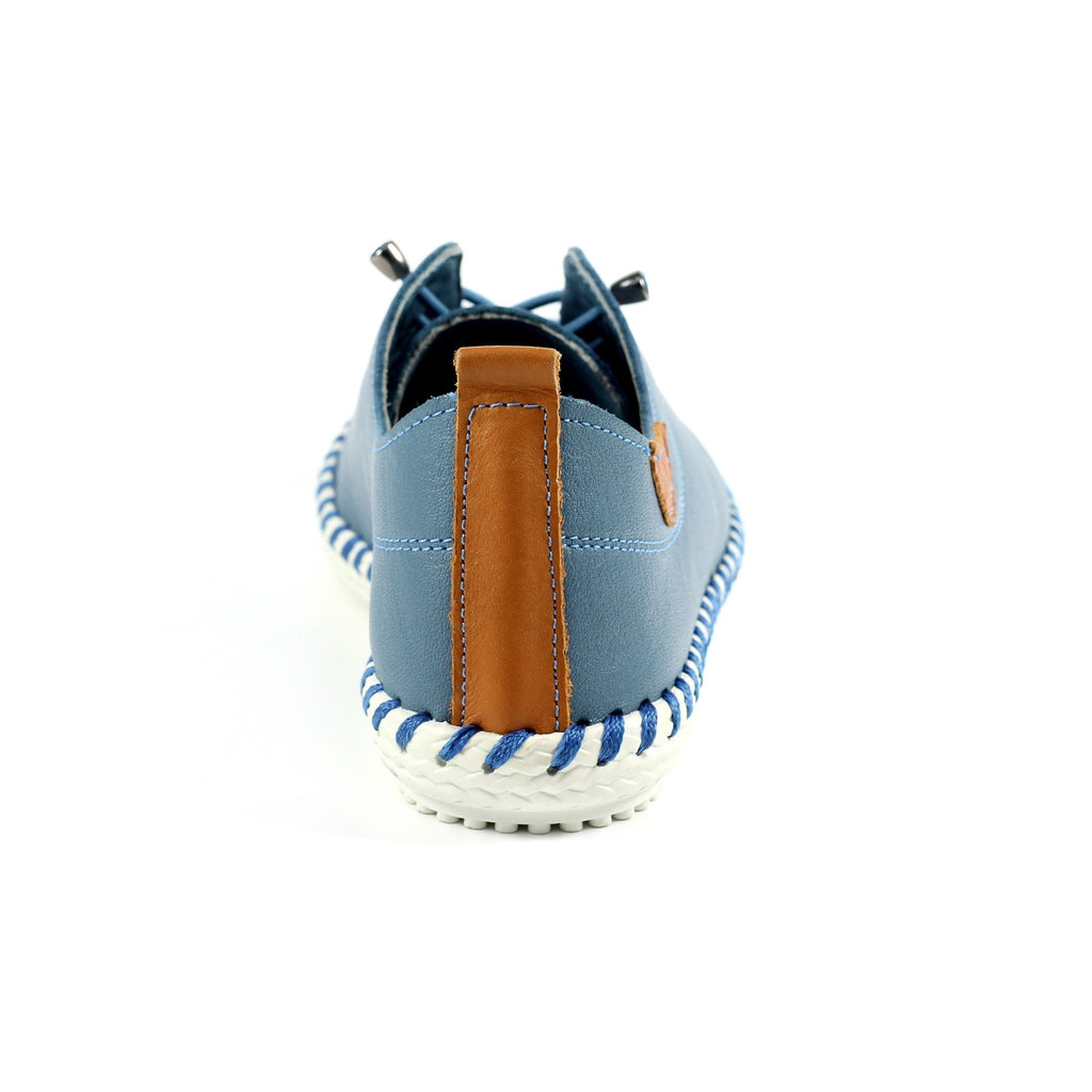 St. Ives Mid Blue Leather Plimsoll