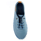 St. Ives Mid Blue Leather Plimsoll