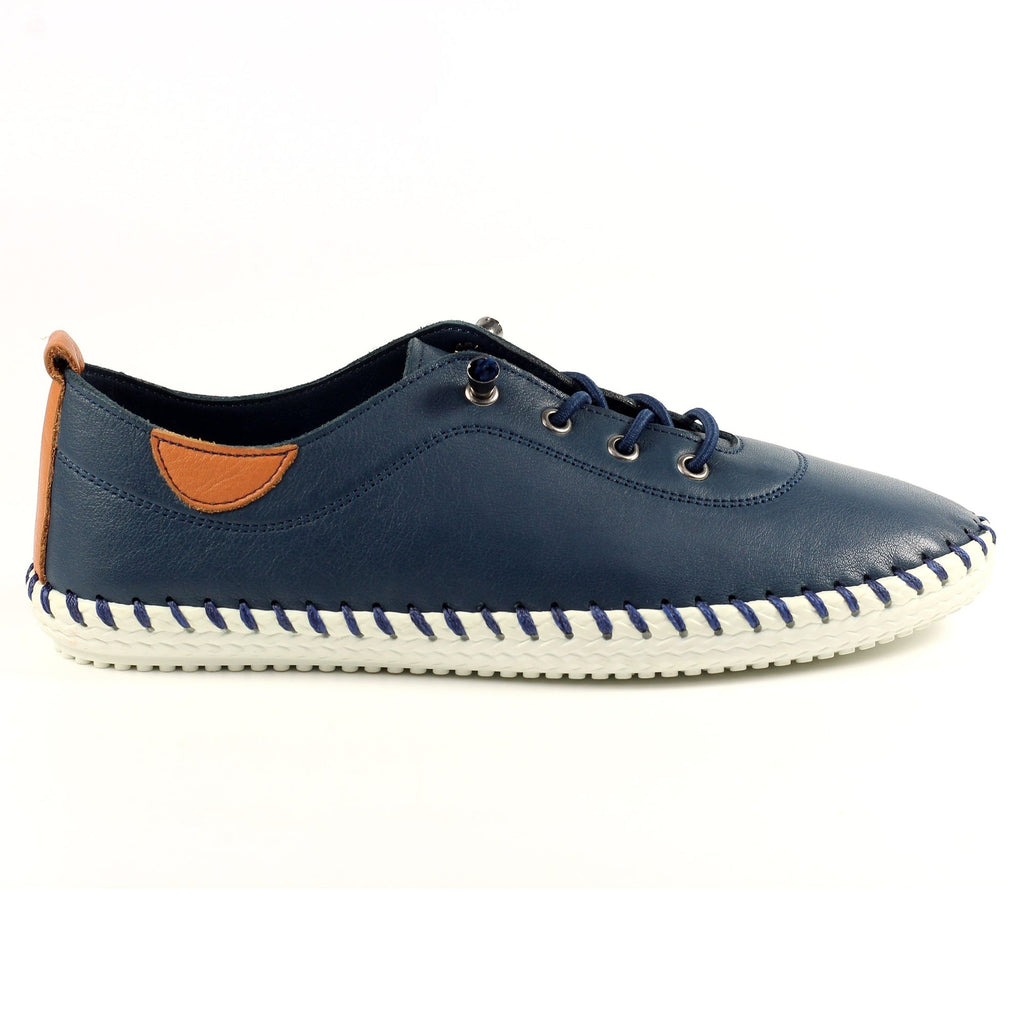 St. Ives Blue Leather Plimsoll