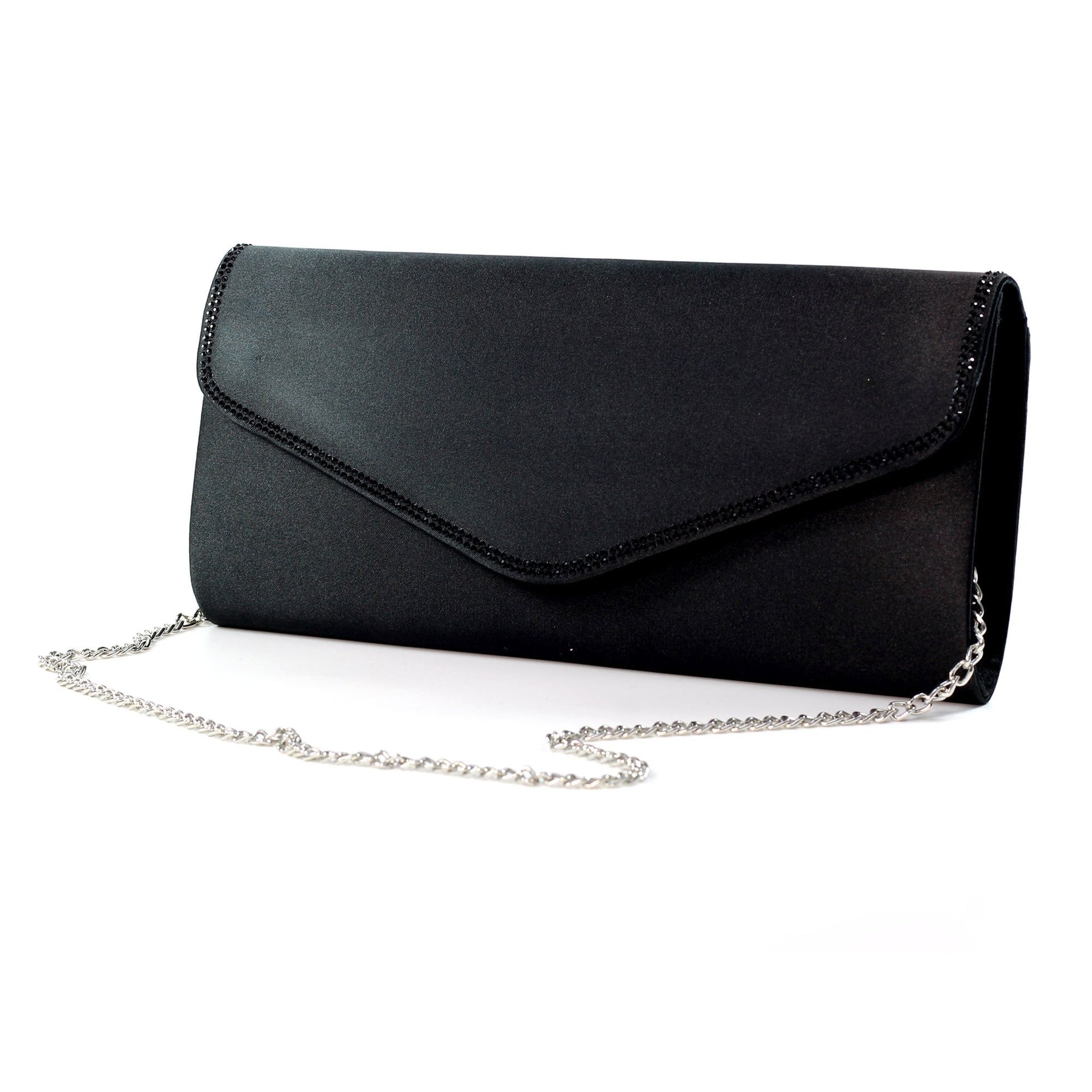 Janelle Black Satin Bag