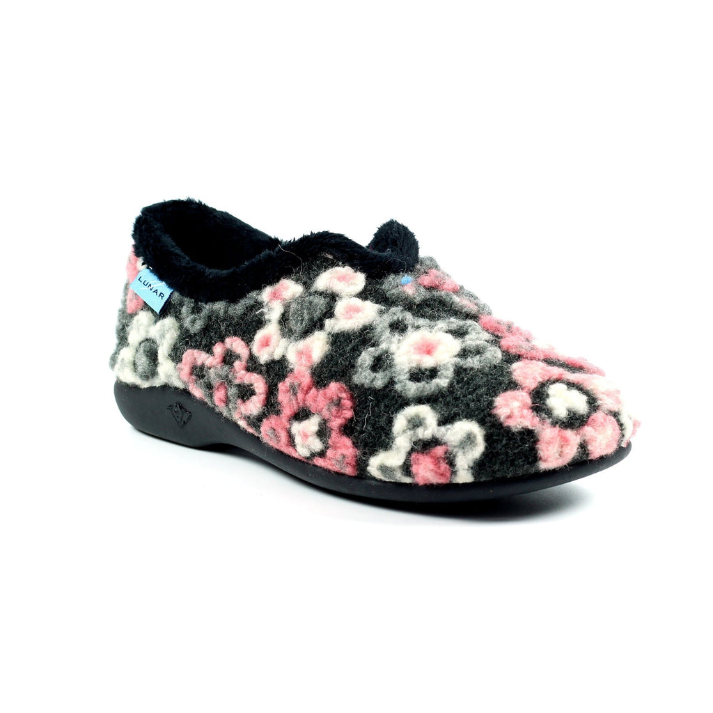 Hippy Black Flower Full Slipper