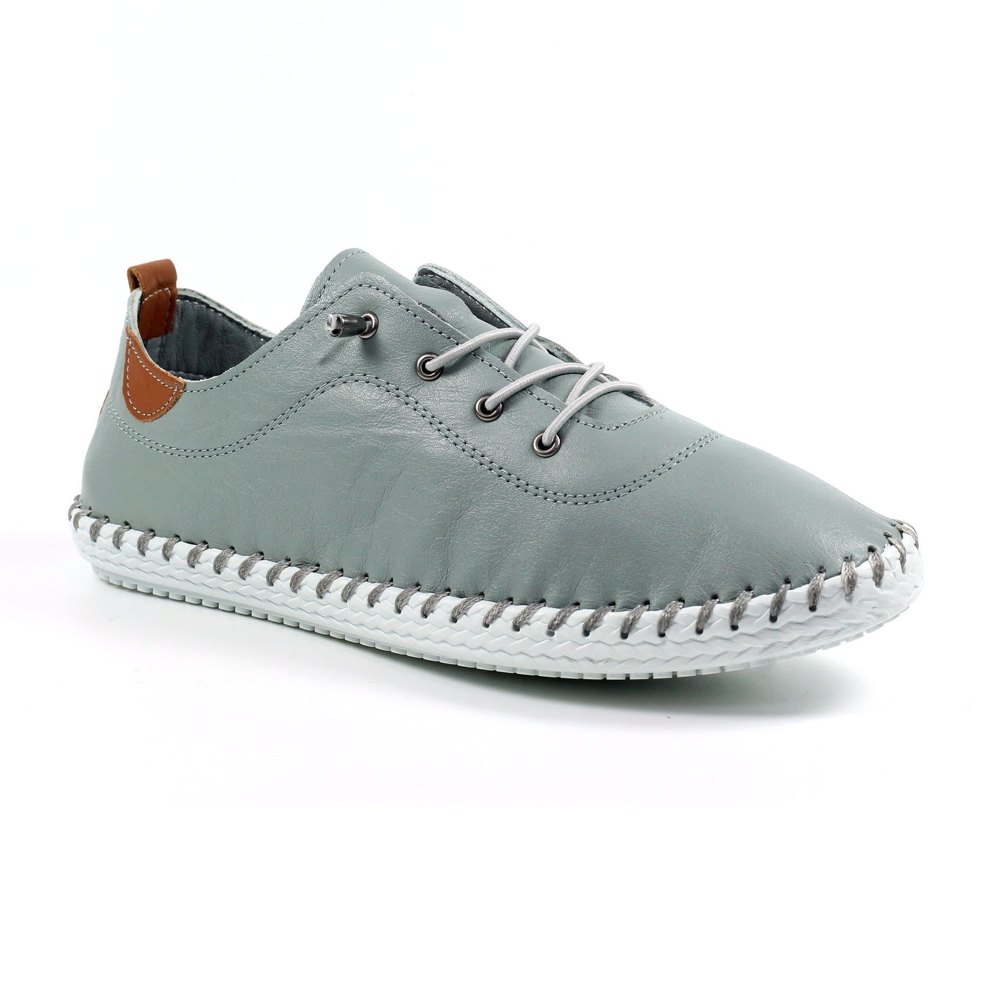 St. Ives Grey Leather Plimsoll