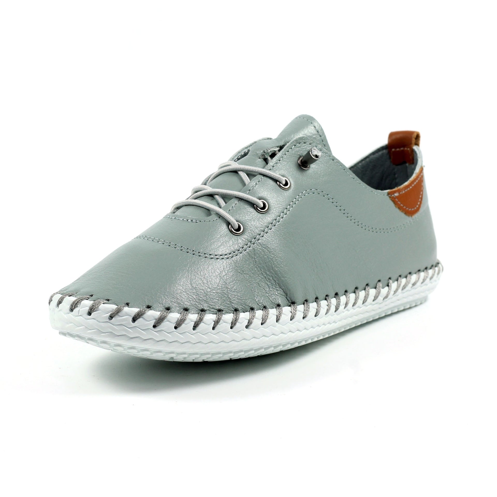 St. Ives Grey Leather Plimsoll