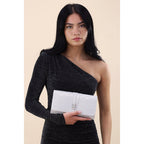 Lyla Silver Satin Clutch Bag