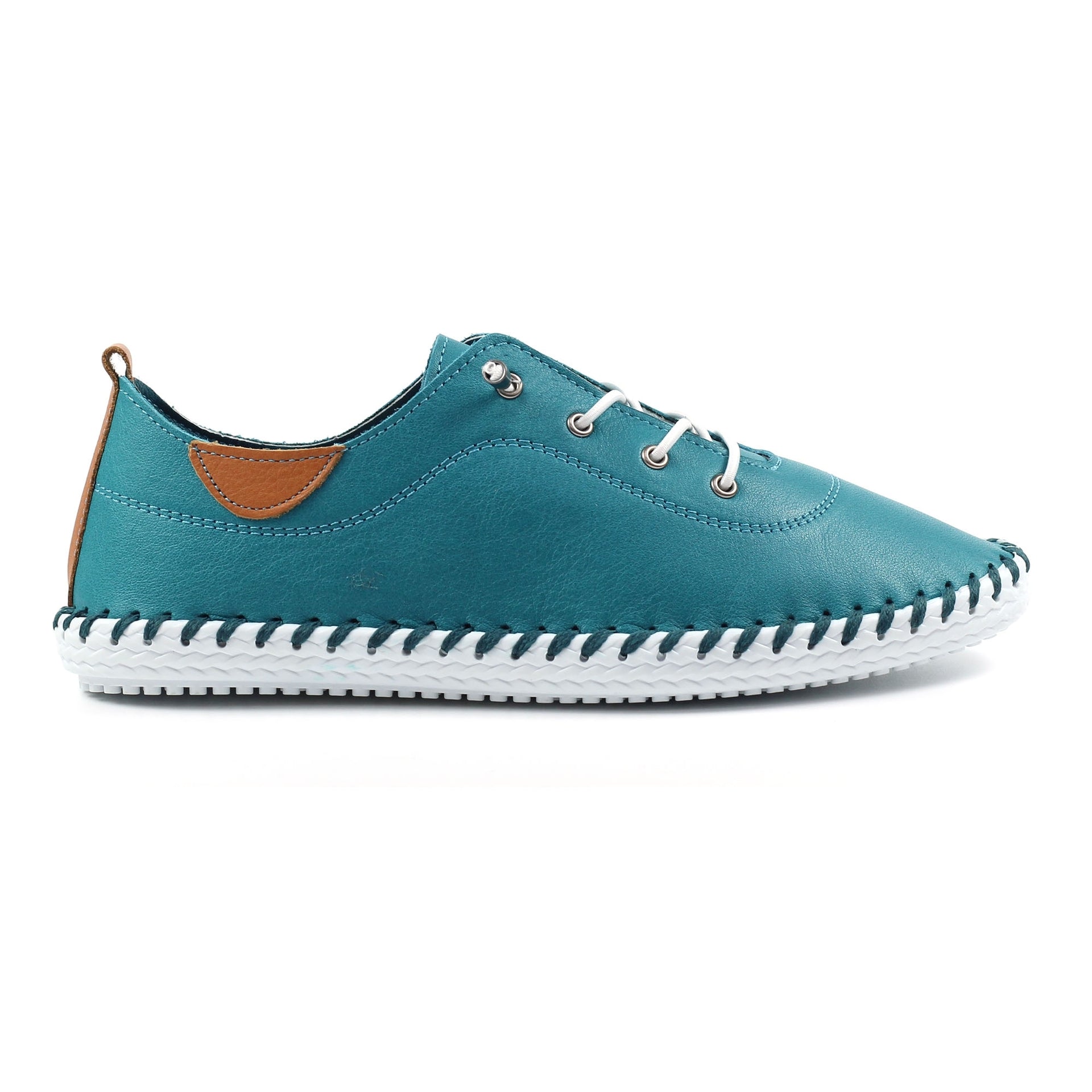 St. Ives Teal Leather Plimsoll