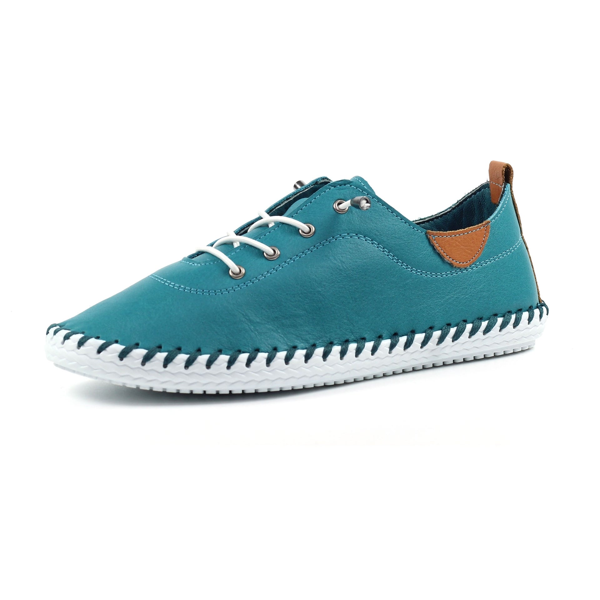 St. Ives Teal Leather Plimsoll