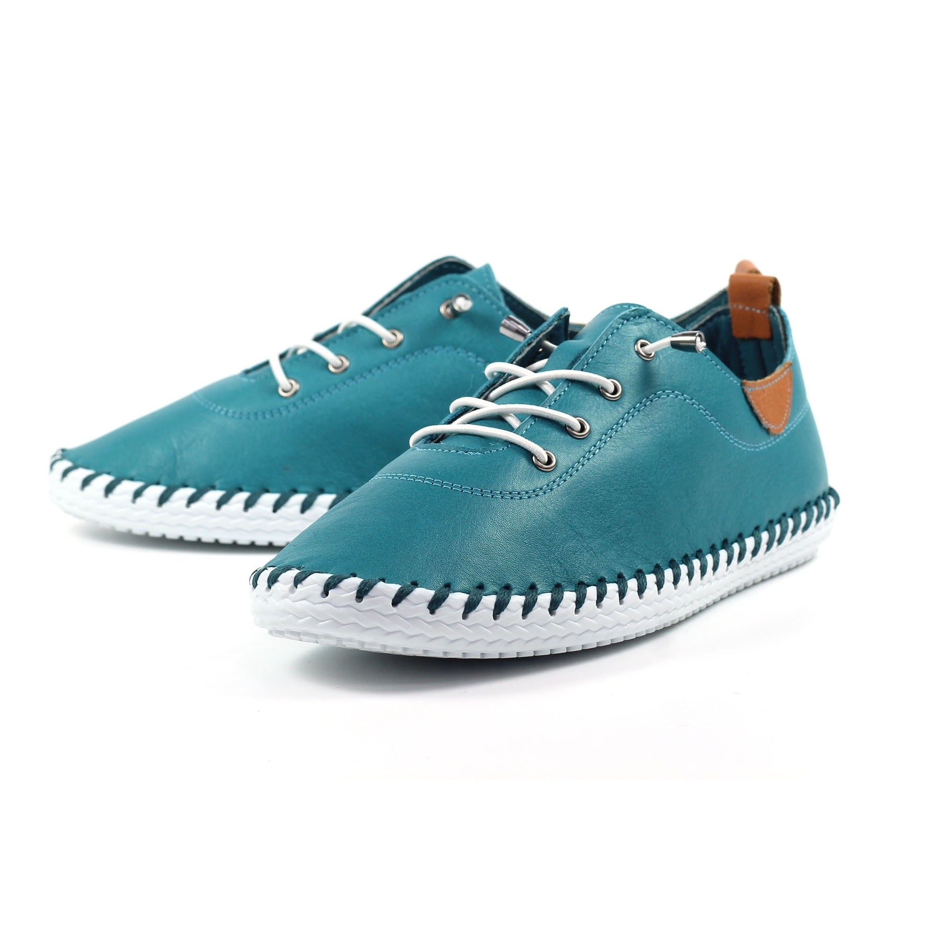 St. Ives Teal Leather Plimsoll