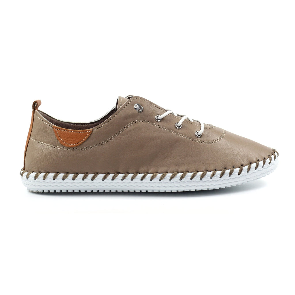 St. Ives Taupe Leather Plimsoll