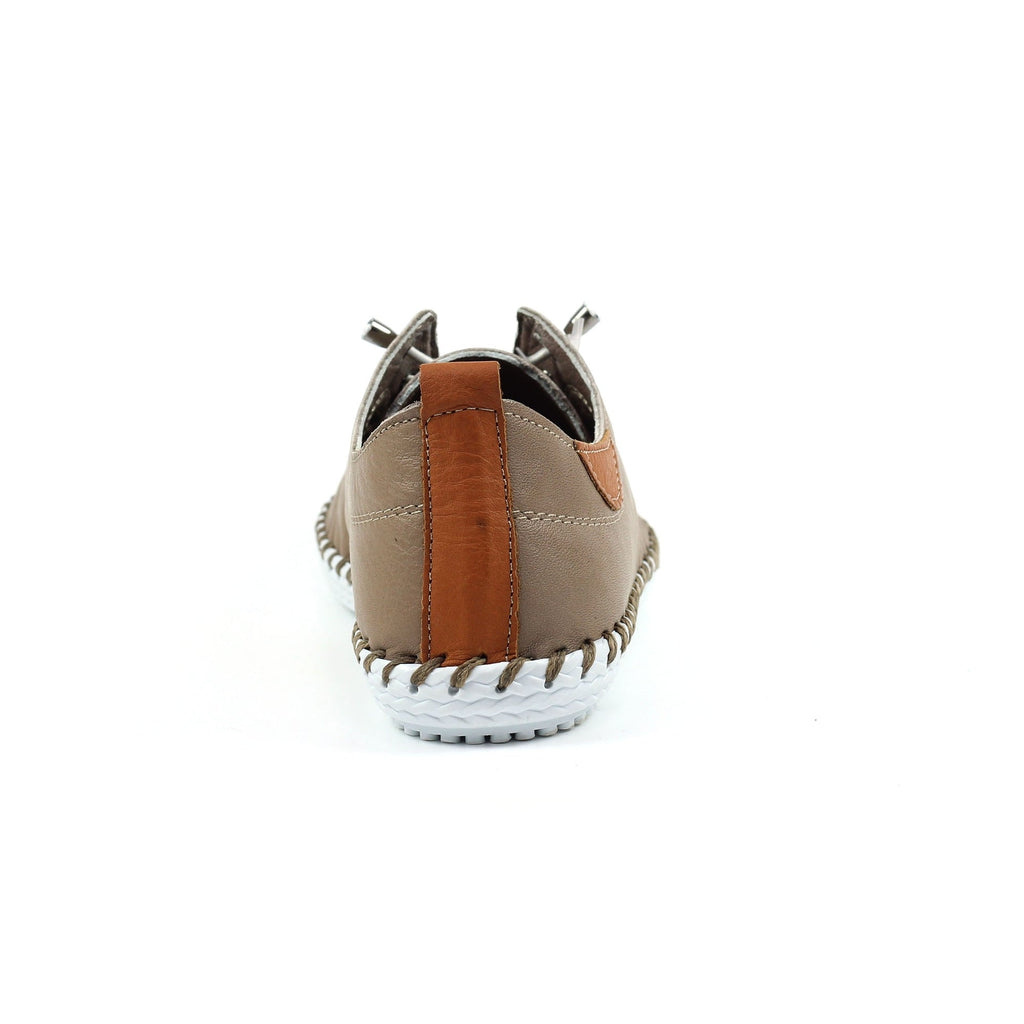 St. Ives Taupe Leather Plimsoll